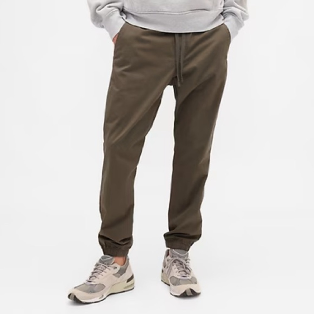 NWT GAP Canvas Slim Joggers Olive Green Army Khaki Men’s XL Cotton Twill Stretch